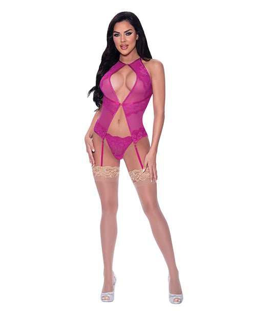Berrylicious Lace Halter Basque & G - String Pink L/XL | Shop Lowest Prices at fonlove.shop