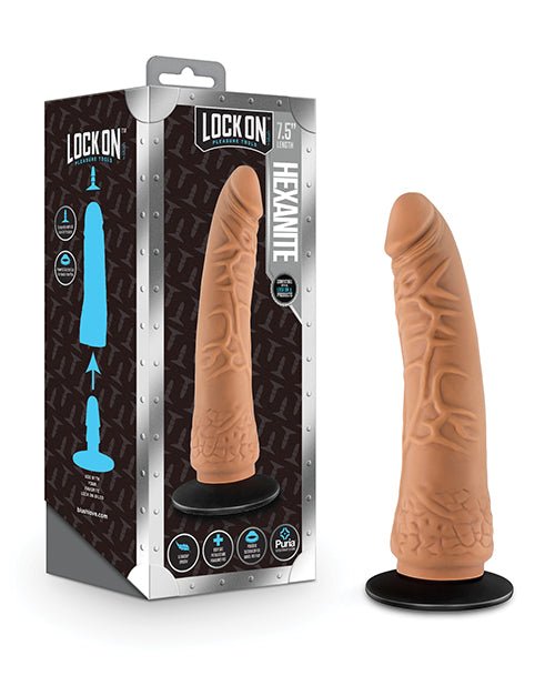Blush Lock On 7.5" Hexanite Dildo w/Suction Cup Adapter - Mocha | Shop Lowest Prices at fonlove.shop