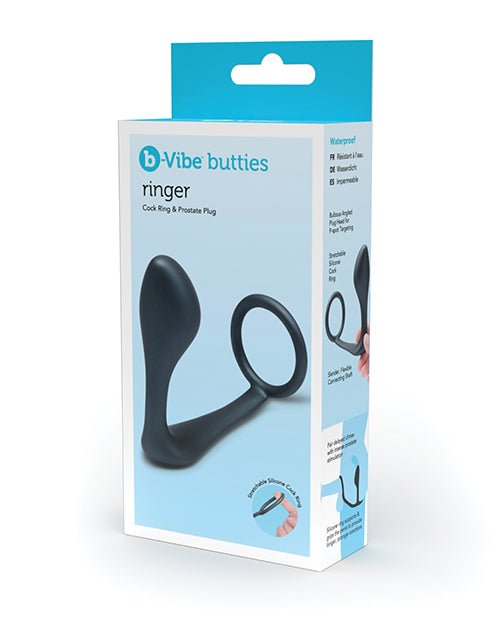 BVibe Butties Ringer Cock Ring & Prostate Plug in Black | Shop Lowest Prices at fonlove.shop