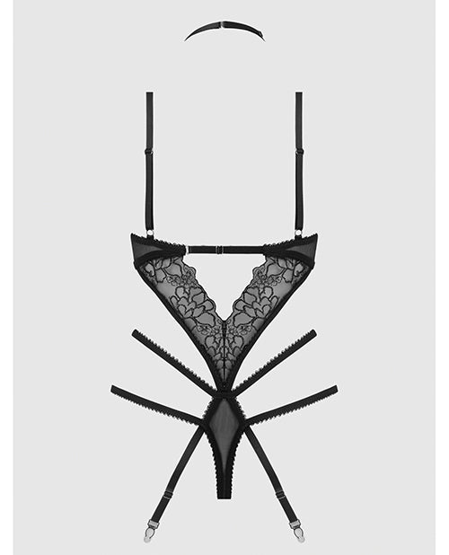 Eden Embroidered Lace & Mesh Teddy w/Garters - Black MD | Shop Lowest Prices at fonlove.shop