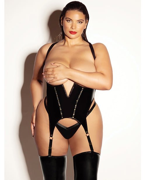 FETISH Open Cup Vinyl V - Wire Merrywidow w/G - String - Black 1X/2X | Shop Lowest Prices at fonlove.shop