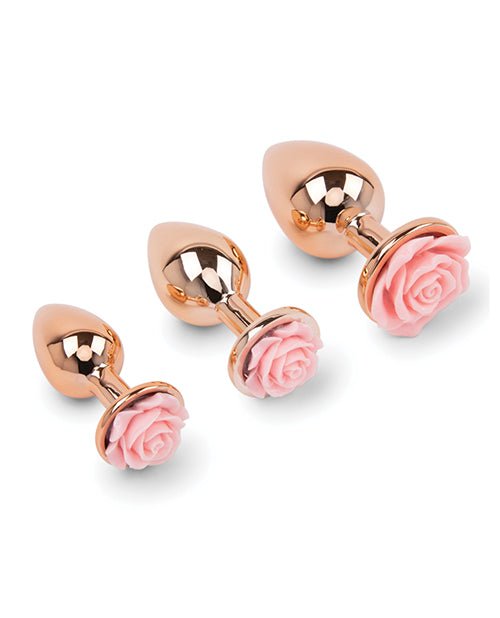 Gemsations 3 pc 2.75" & 3.15" & 3.7" Rose Metal Butt Plug Training Set - Rose Gold | Shop Lowest Prices at fonlove.shop