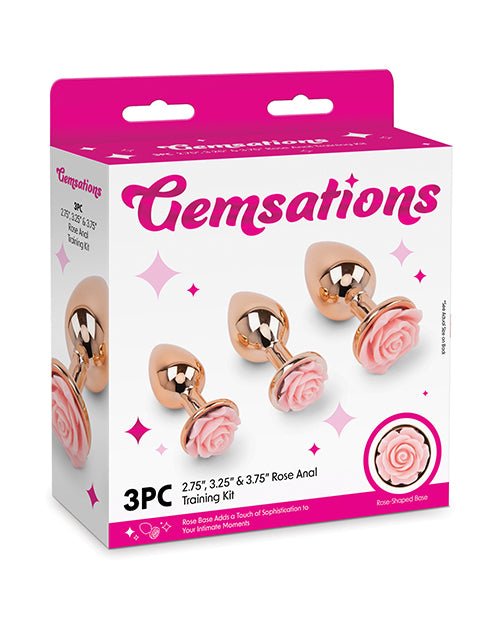 Gemsations 3 pc 2.75" & 3.15" & 3.7" Rose Metal Butt Plug Training Set - Rose Gold | Shop Lowest Prices at fonlove.shop
