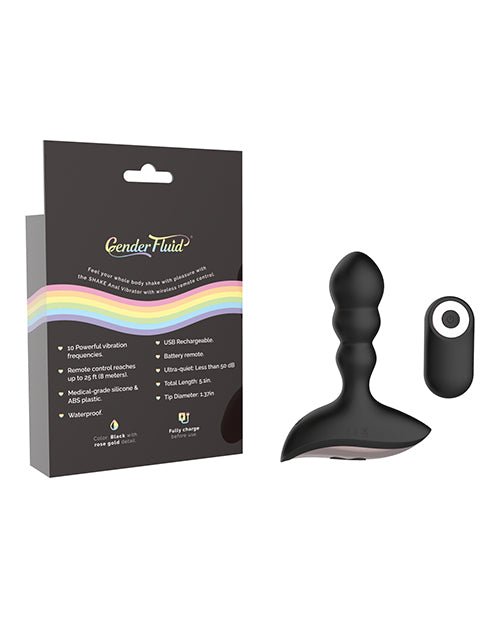 Gender Fluid Shake Anal Vibe w/Remote - Black | Shop Lowest Prices at fonlove.shop
