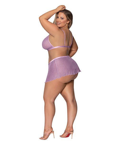 Girl Next Door Strappy Bralette w/Flirty Thong Skirt Lilac 2XL | Shop Lowest Prices at fonlove.shop