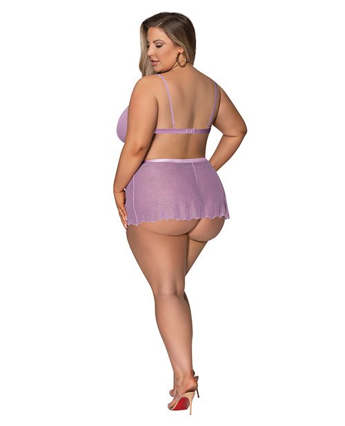 Girl Next Door Strappy Bralette w/Flirty Thong Skirt Lilac 2XL | Shop Lowest Prices at fonlove.shop