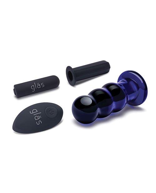 Glas 3.5" Rechargeable Vibrating Beaded Butt Plug - Blue | Shop Lowest Prices at fonlove.shop