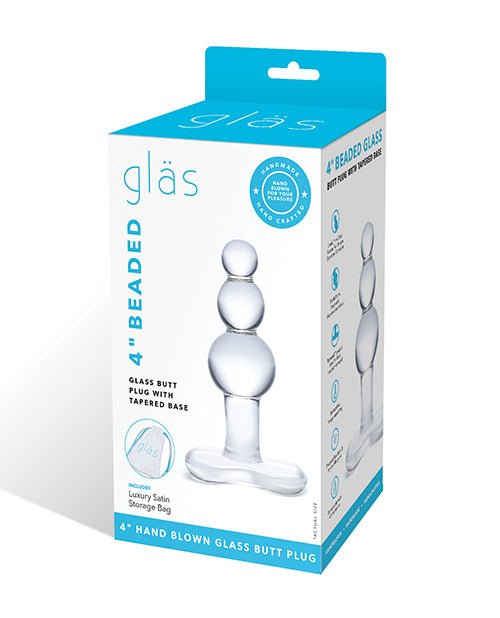Glas 4" Beaded Glass Butt Plug w/Tapered Base - Clear | Shop Lowest Prices at fonlove.shop
