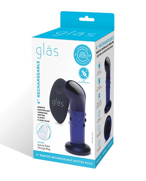 Glas 4" Rechargeable Vibrating Dotted G Spot/P Spot Plug - Blue | Shop Lowest Prices at fonlove.shop