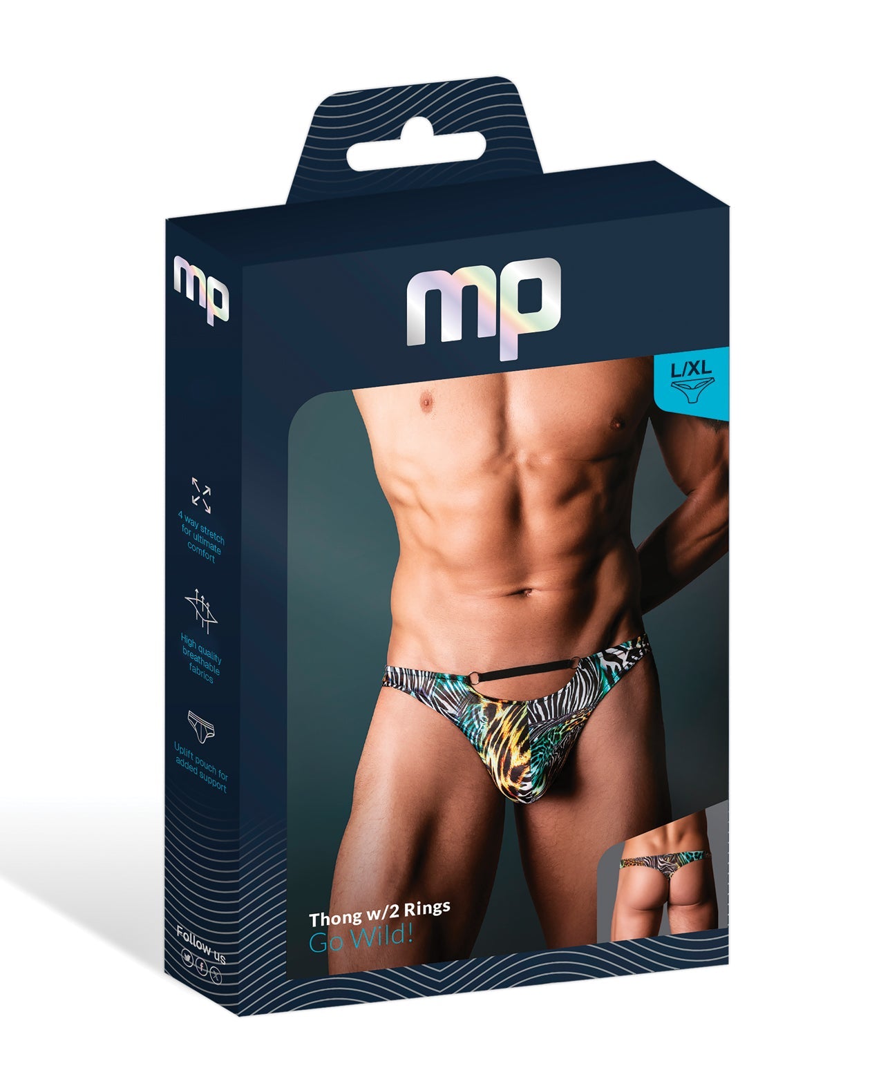 Go Wild Thong w/2 Rings - Animal Multi L/XL | Shop Lowest Prices at fonlove.shop