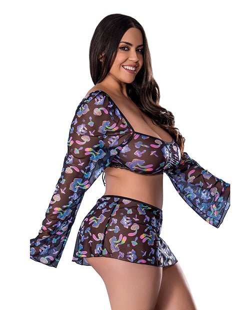 Hazy Dayz Shrooms Crop Top with Skirt & Thong - Queen Size | Shop Lowest Prices at fonlove.shop