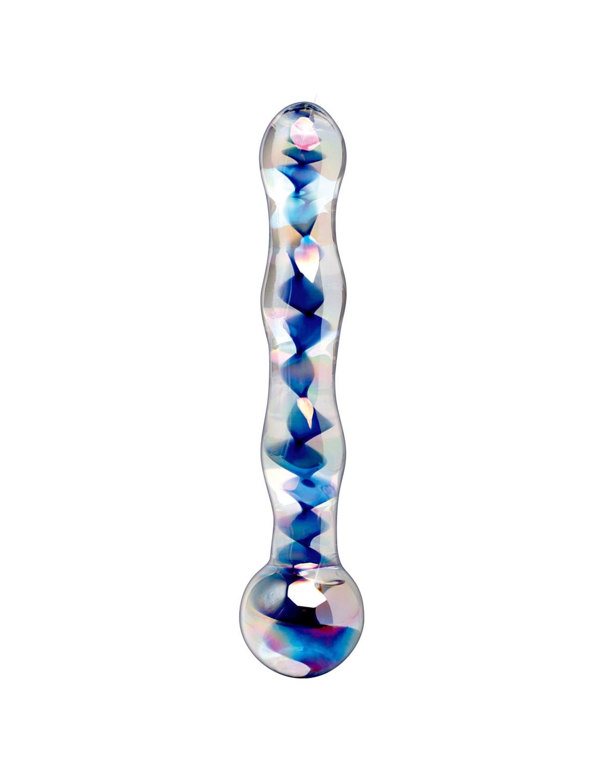 Icicles No. 8 Hand Blown Glass Massager - Clear W/inside Blue Swirls | Shop Lowest Prices at fonlove.shop