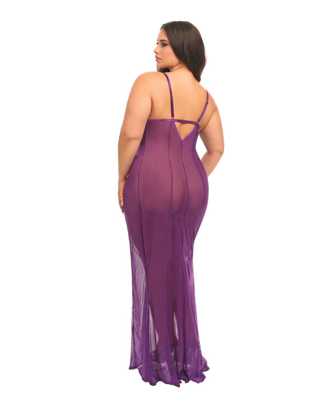 Katana Mesh & Eyelash Lace Gown - Purple 1X/2X | Shop Lowest Prices at fonlove.shop