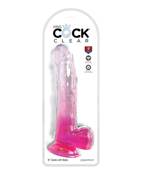 King Cock Clear 9" Cock w/Balls - Pink | Shop Lowest Prices at fonlove.shop
