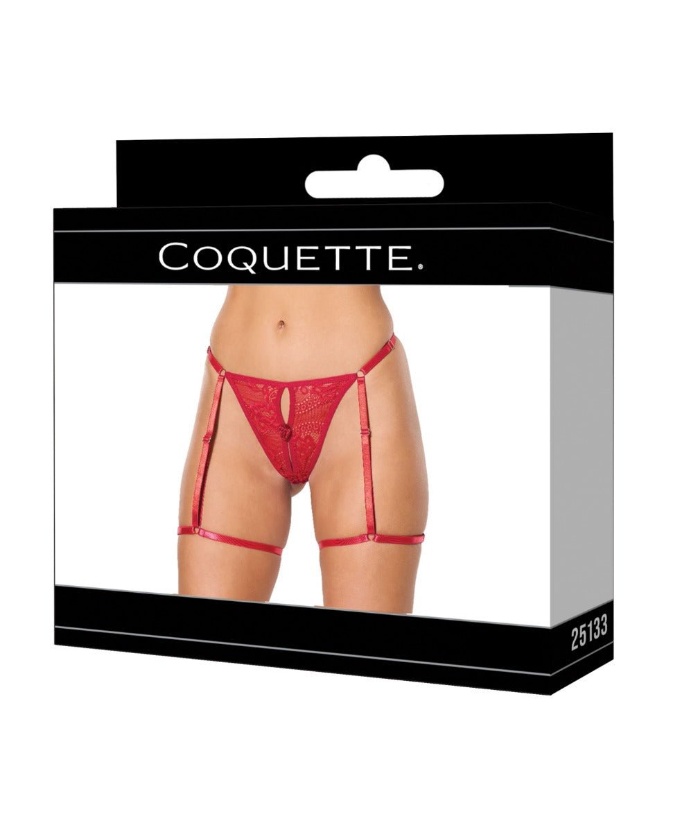Lace Thong w/Garters and Bow Detail - Red MD | Shop Lowest Prices at fonlove.shop