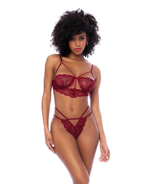 Lace Underwire Top w/Thong 2 pc Set - Rosewood | Shop Lowest Prices at fonlove.shop