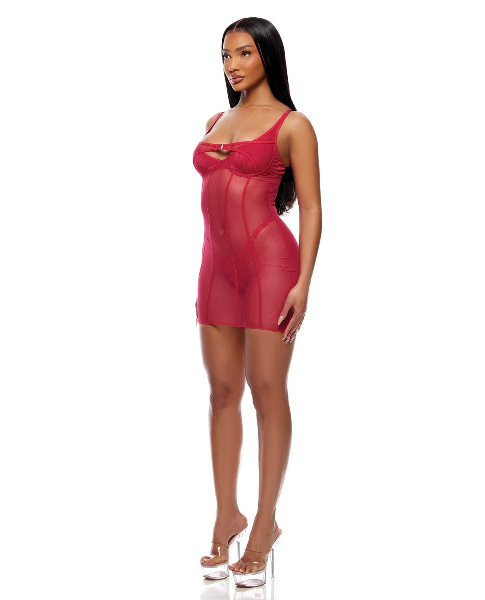 Layers To This Sheer Mesh and Knit Chemise w/Thong 2 pc Set - Pink MD | Shop Lowest Prices at fonlove.shop