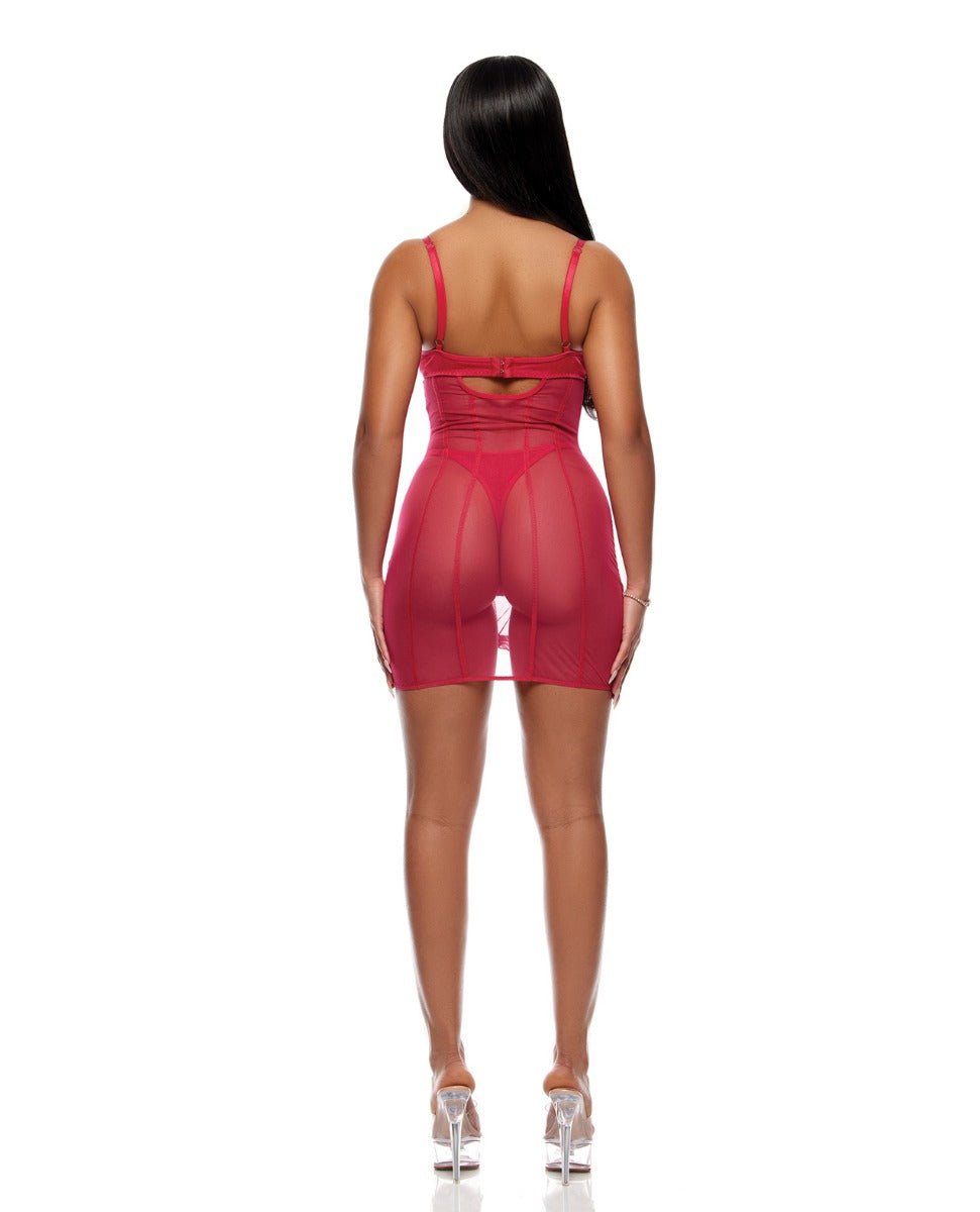 Layers To This Sheer Mesh and Knit Chemise w/Thong 2 pc Set - Pink SM | Shop Lowest Prices at fonlove.shop