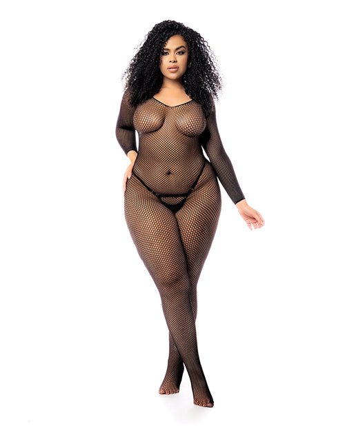 Long Sleeved All Over Fishnet Body Stocking Black QN | Shop Lowest Prices at fonlove.shop