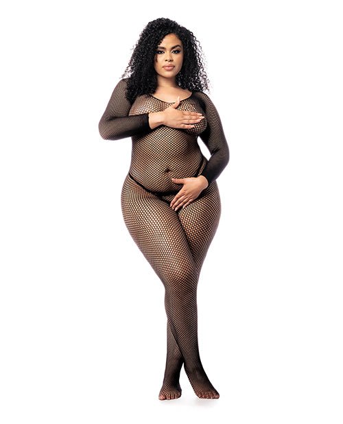 Long Sleeved All Over Fishnet Body Stocking Black QN | Shop Lowest Prices at fonlove.shop