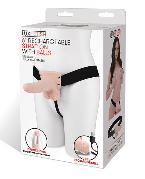 Lux Fetish 6" Rechargeable Strap On w/Balls - Ivory | Shop Lowest Prices at fonlove.shop