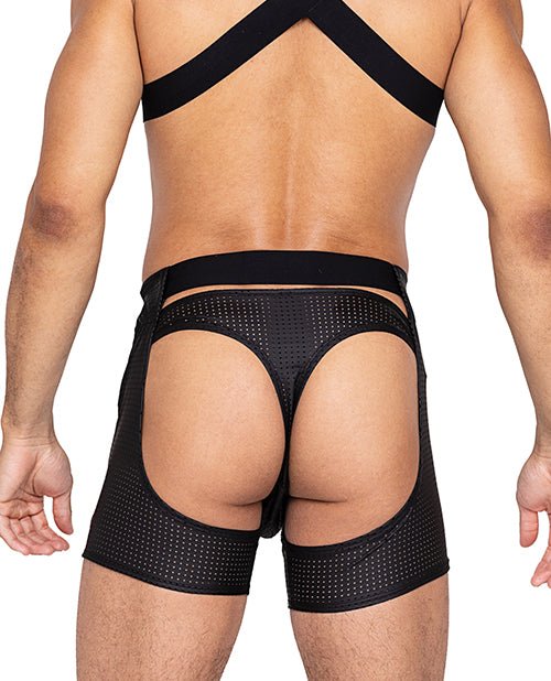 Master Chaps w/Hook & Ring Closure & Rear Cut Out (Thong Not Included) - Black MD | Shop Lowest Prices at fonlove.shop