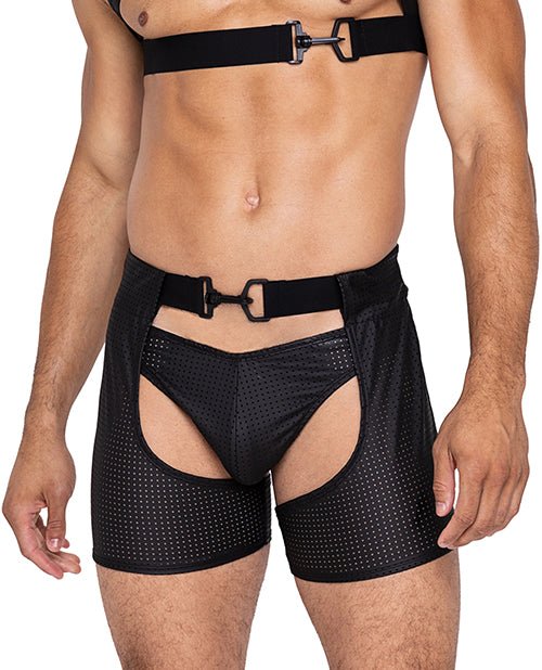 Master Chaps w/Hook & Ring Closure & Rear Cut Out (Thong Not Included) - Black MD | Shop Lowest Prices at fonlove.shop
