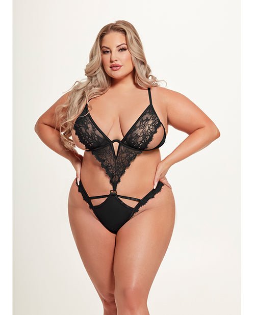 Nadia Lace & Mesh Cutout Teddy - Black 1X/2X | Shop Lowest Prices at fonlove.shop
