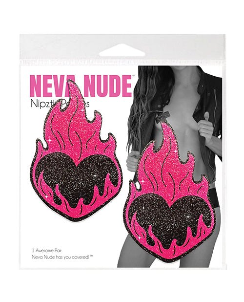 Neva Nude Flaming Heart Glitter Pasties - Black/Red O/S | Shop Lowest Prices at fonlove.shop