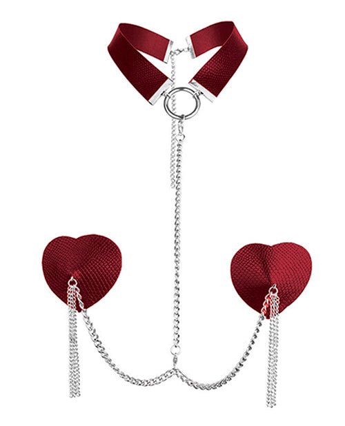 Nipplicious Dominatrix Leather Collar & Pasties W/chain | Shop Lowest Prices at fonlove.shop