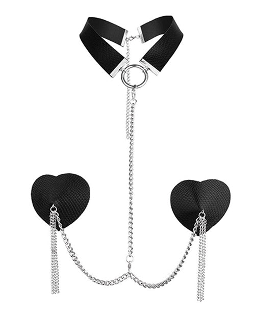 Nipplicious Dominatrix Leather Collar & Pasties W/chain | Shop Lowest Prices at fonlove.shop