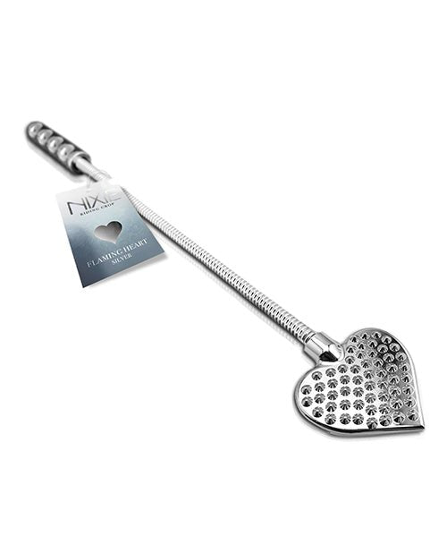 Nixie Flaming Heart Riding Crop - Silver | Shop Lowest Prices at fonlove.shop