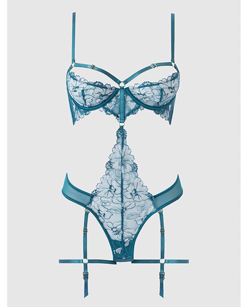 Nova Lace Teddy w/Garters - Jade Blue 3X/4X | Shop Lowest Prices at fonlove.shop