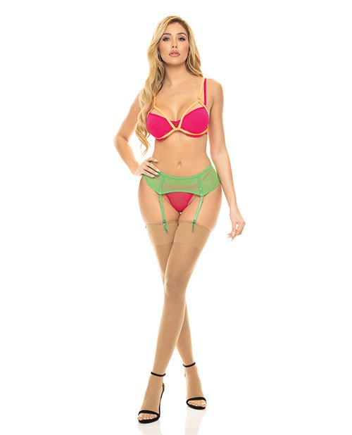 Pink Lipstick Come to Me Bra, Garter Belt & G - String Neon S/M | Shop Lowest Prices at fonlove.shop