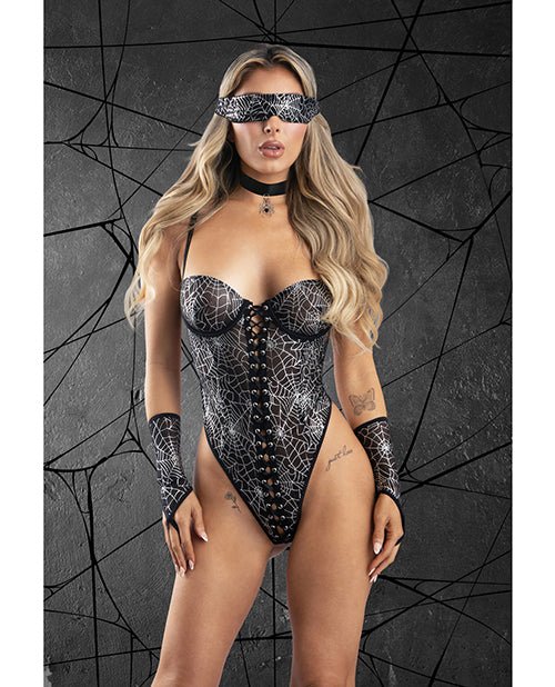 Play Into My Web Lace - up Teddy 4 pc Set - Black L/XL | Shop Lowest Prices at fonlove.shop