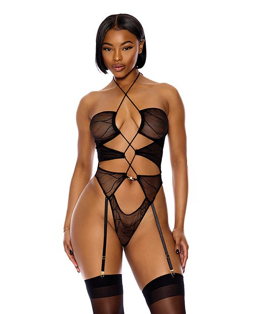 Pull My Strings Sheer Mesh Halterneck Teddy | Shop Lowest Prices at fonlove.shop
