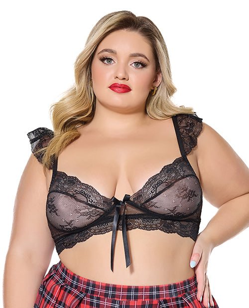 Scallop Stretch Lace Soft Cup Bralette - Black QN | Shop Lowest Prices at fonlove.shop