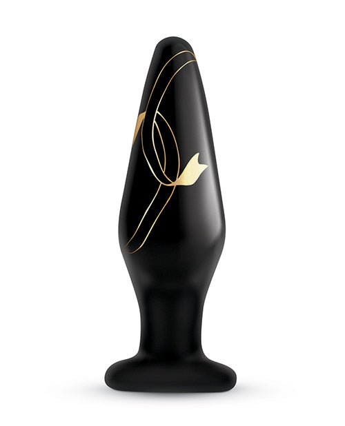 Secret Kisses 4.5" Handblown Glass Plug - Black/Gold | Shop Lowest Prices at fonlove.shop