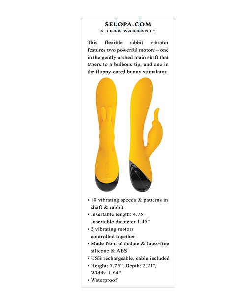 Selopa Buzzz Bunny Rabbit Vibrator - Yellow/Black | Shop Lowest Prices at fonlove.shop