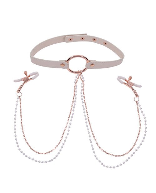 Sex & Mischief Peaches 'n CreaMe Collar with Nipple Clamps | Shop Lowest Prices at fonlove.shop