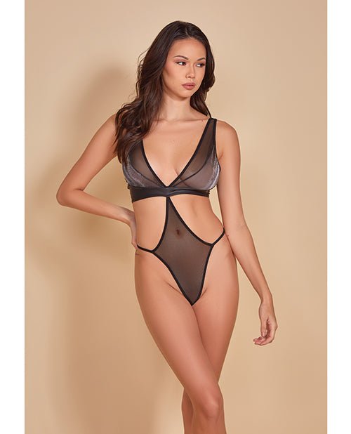 She's A Babe Mixed Media Teddy w/Open Sides Black O/S | Shop Lowest Prices at fonlove.shop
