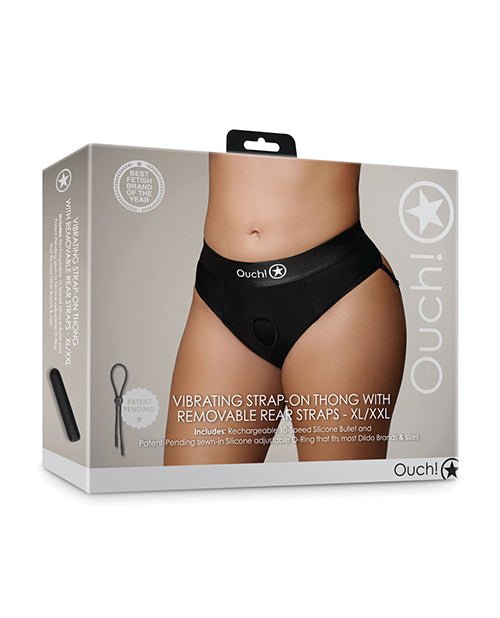Shots Ouch Vibrating Strap On Thong w/Removable Rear Straps - Black XL/XXL | Shop Lowest Prices at fonlove.shop