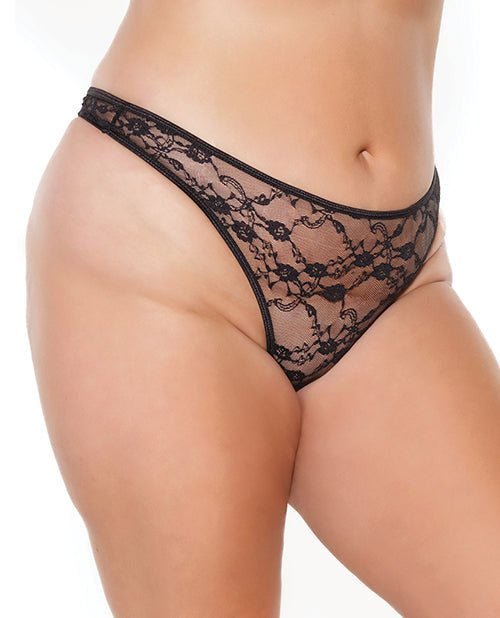 Stretch Lace High Leg Thong Black XL | Shop Lowest Prices at fonlove.shop