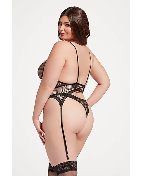 Stretch Mesh and Lace Cami w/Thong 2 pc Set - Black QN | Shop Lowest Prices at fonlove.shop