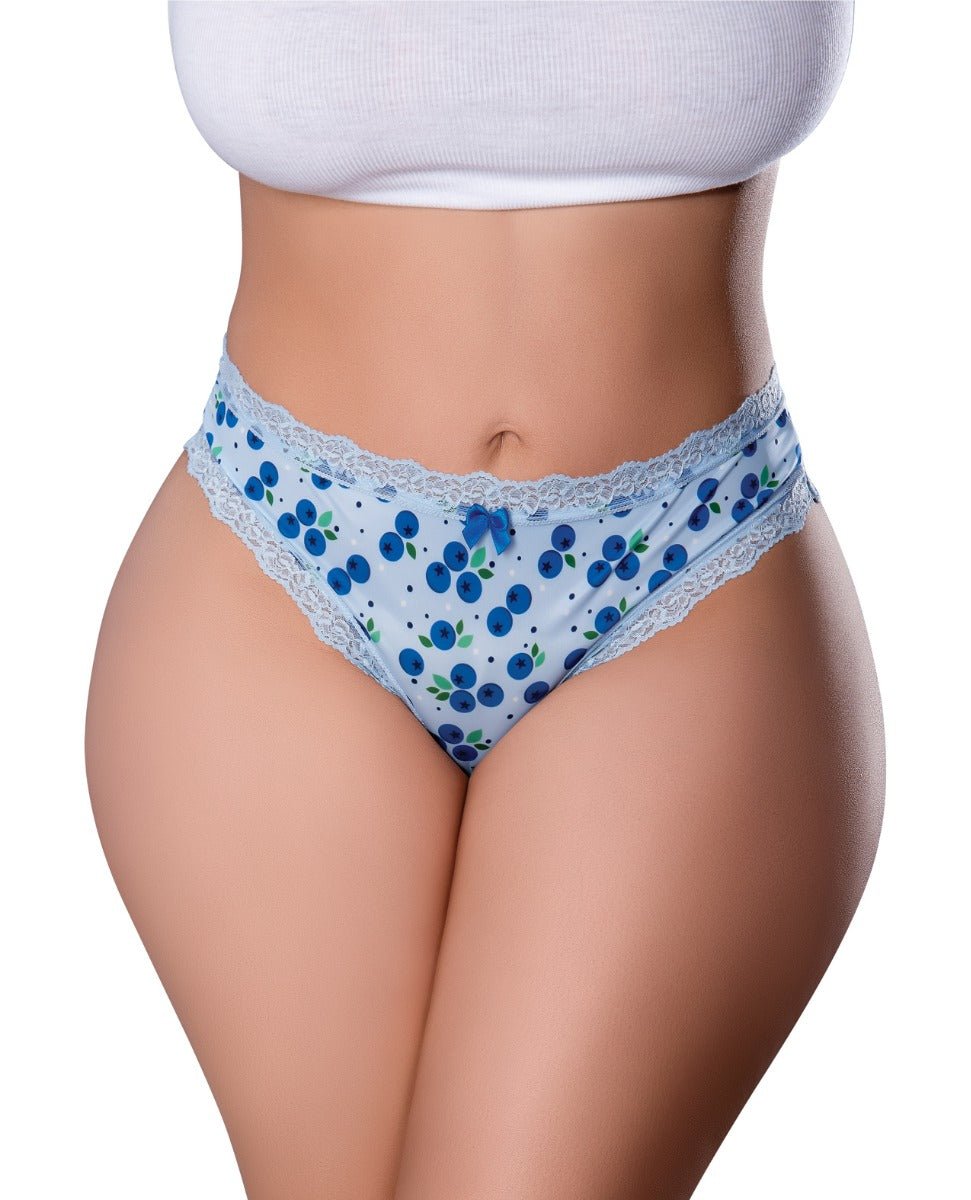 Sweet Treats Crotchless Thong w/Wicked Sensual Care Blueberry Lube - Blue QN | Shop Lowest Prices at fonlove.shop