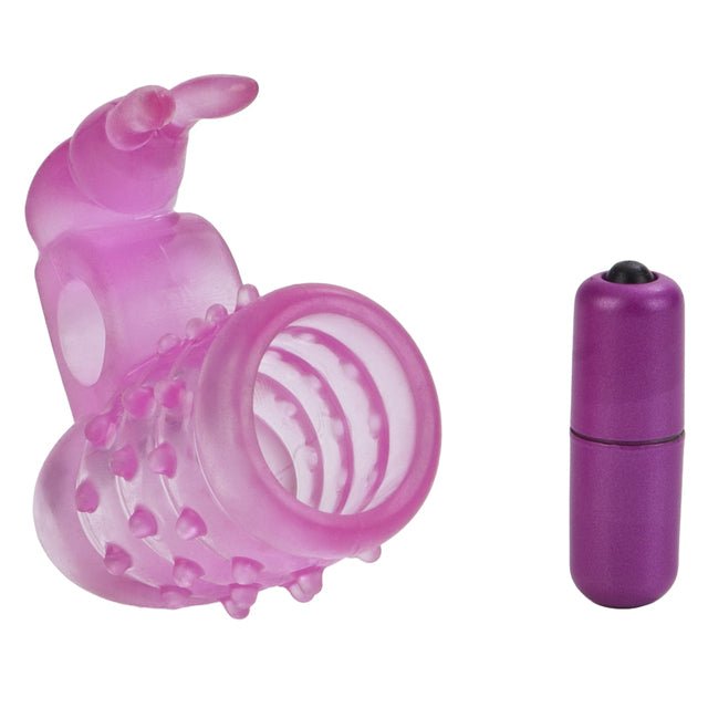 Basic Essentials Stretchy Vibrating Bunny Enhancer - Pink | Shop Lowest Prices at fonlove.shop