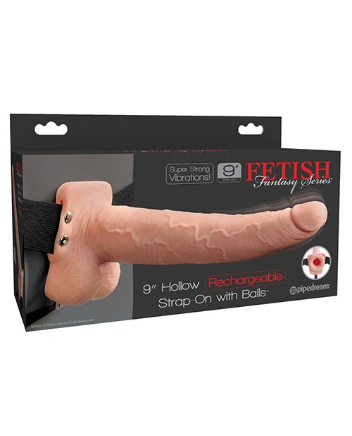 Fetish Fantasy Series 9" Hollow Rechargeable Strap On W/balls - Flesh | Shop Lowest Prices at fonlove.shop