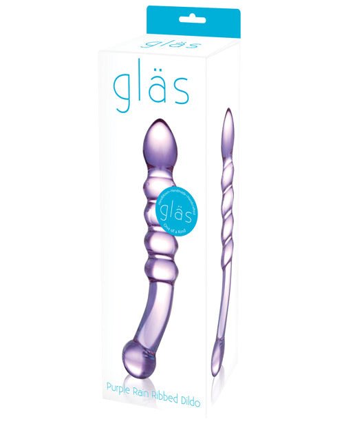 Glas 8.5" Purple Rain Ribbed Glass Dildo | Shop Lowest Prices at fonlove.shop