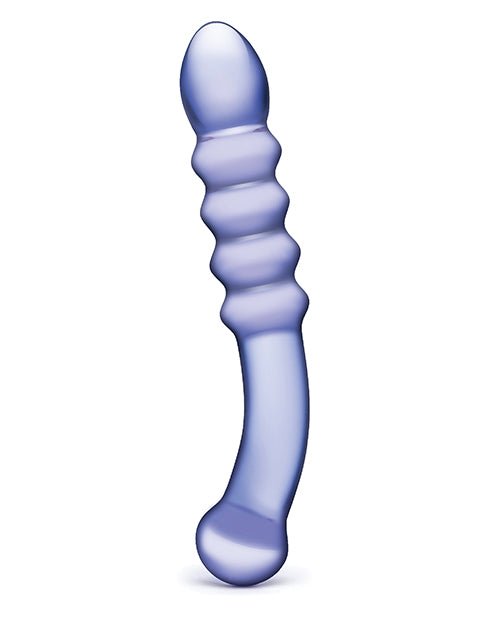 Glas 8.5" Purple Rain Ribbed Glass Dildo | Shop Lowest Prices at fonlove.shop