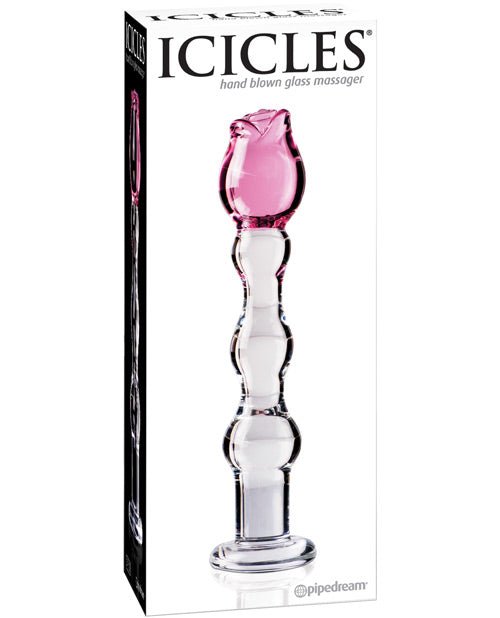 Icicles No. 12 Hand Blown Glass Massager - Clear W/rose Tip | Shop Lowest Prices at fonlove.shop